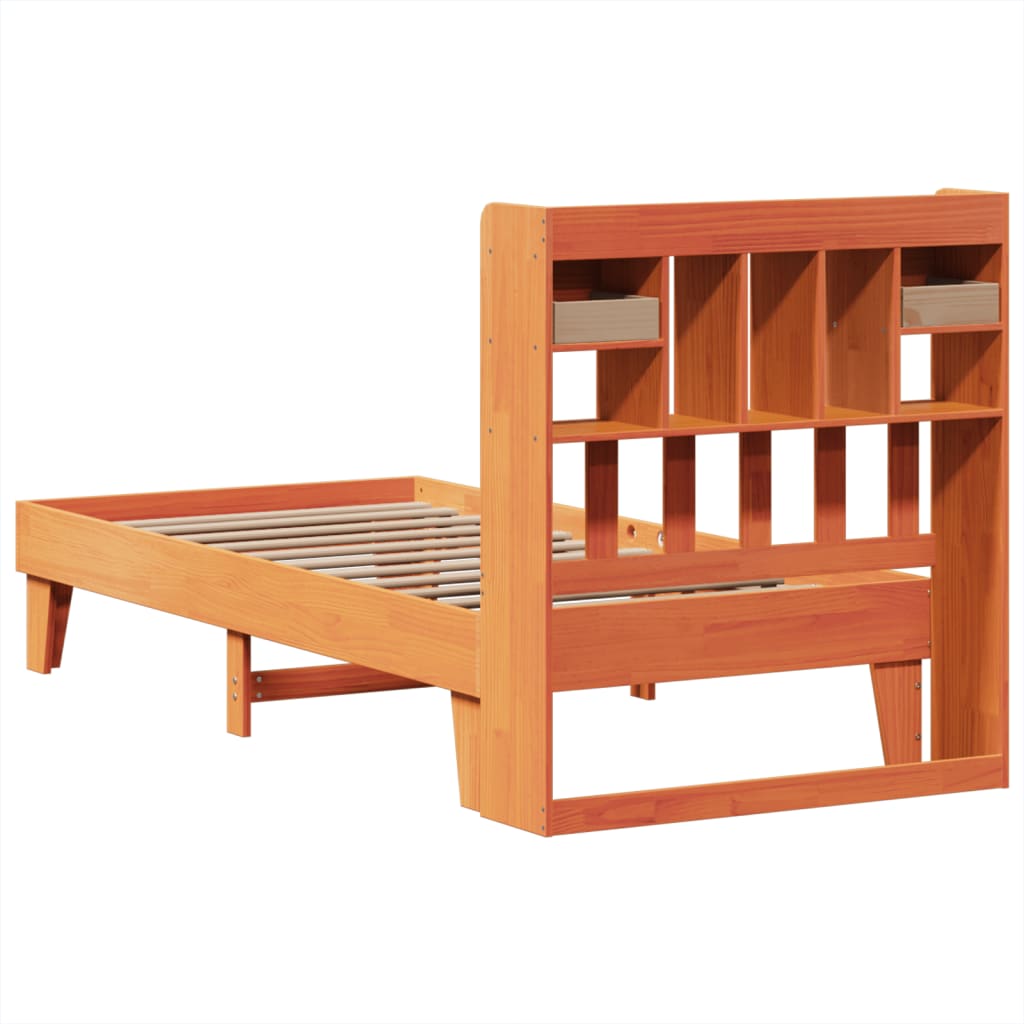 vidaXL Bed Frame without Mattress Wax Brown 75x190 cm Small Single Solid Wood Pine