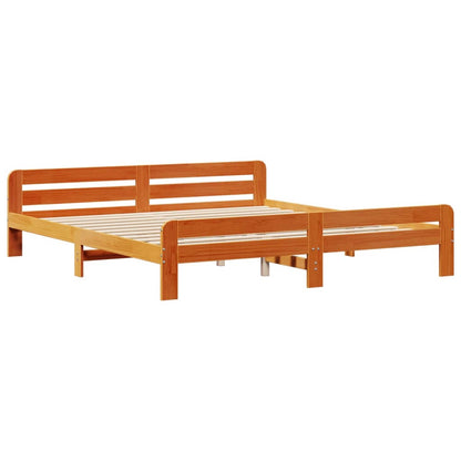 vidaXL Bookcase Bed without Mattress Wax Brown 200x200cm Solid Wood Pine