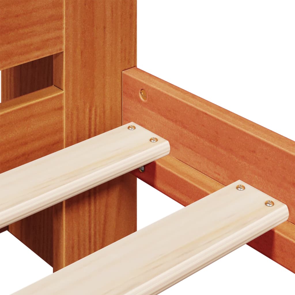 vidaXL Bookcase Bed without Mattress Wax Brown 200x200cm Solid Wood Pine