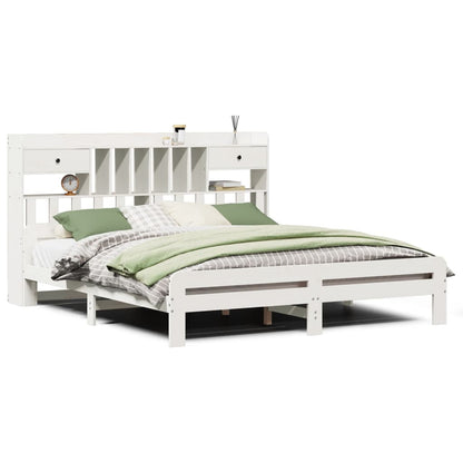 vidaXL Bookcase Bed without Mattress White 180x200 cm Super King Solid Wood Pine