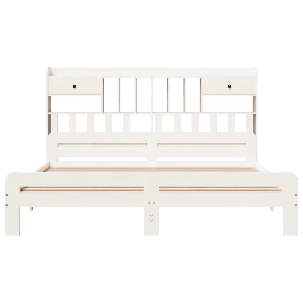vidaXL Bookcase Bed without Mattress White 180x200 cm Super King Solid Wood Pine