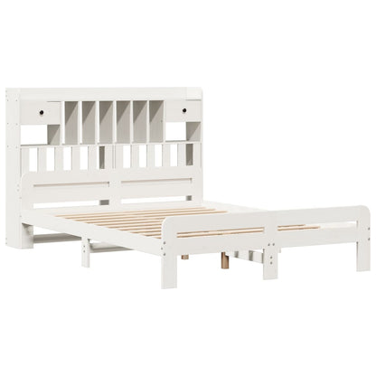 vidaXL Bookcase Bed without Mattress White 150x200 cm King Size Solid Wood Pine