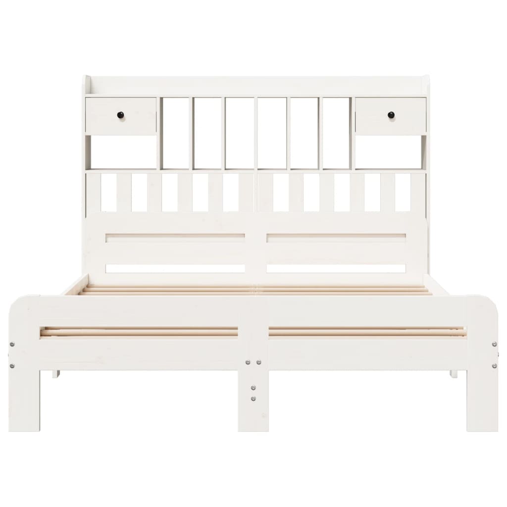 vidaXL Bookcase Bed without Mattress White 150x200 cm King Size Solid Wood Pine