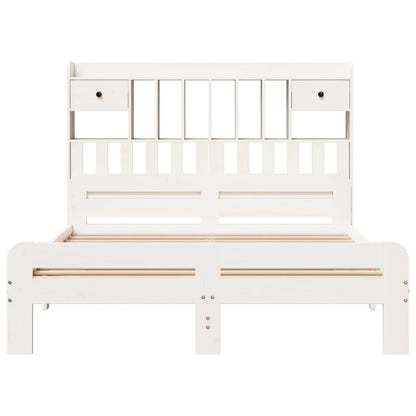 vidaXL Bookcase Bed without Mattress White 150x200 cm King Size Solid Wood Pine