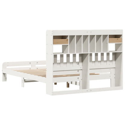 vidaXL Bookcase Bed without Mattress White 150x200 cm King Size Solid Wood Pine
