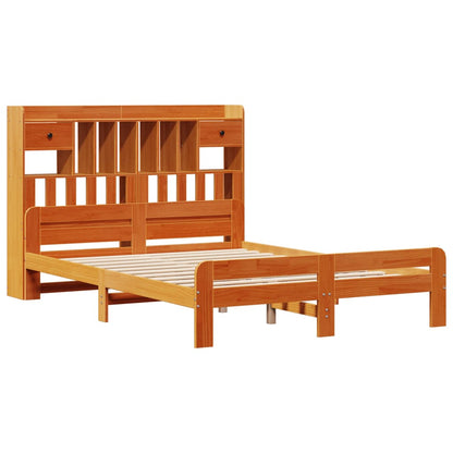 vidaXL Bookcase Bed without Mattress Wax Brown 150x200 cm King Size Solid Wood Pine