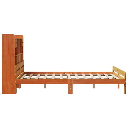 vidaXL Bookcase Bed without Mattress Wax Brown 150x200 cm King Size Solid Wood Pine