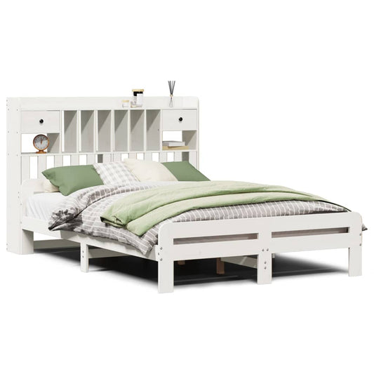 vidaXL Bookcase Bed without Mattress White 140x200 cm Solid Wood Pine