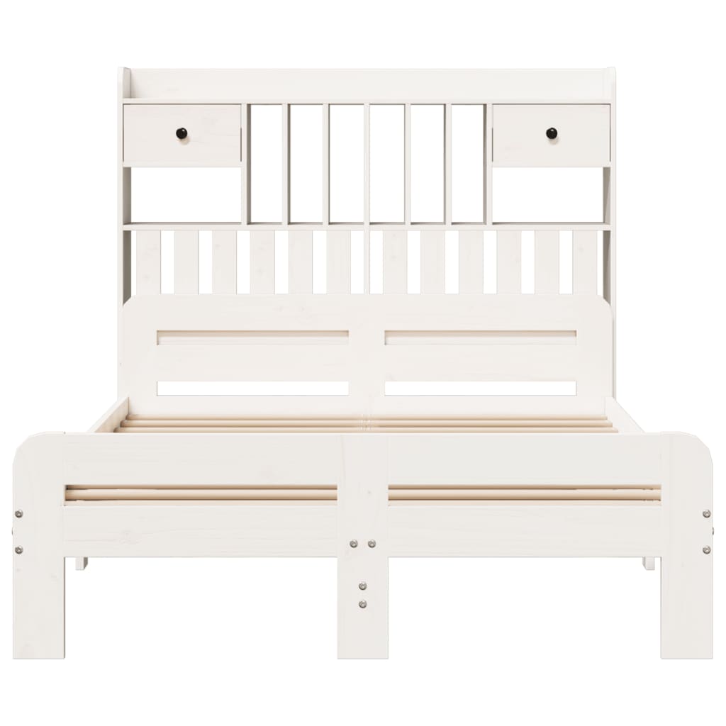 vidaXL Bookcase Bed without Mattress White 135x190 cm Double Solid Wood Pine