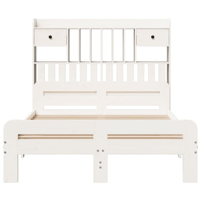 vidaXL Bookcase Bed without Mattress White 135x190 cm Double Solid Wood Pine