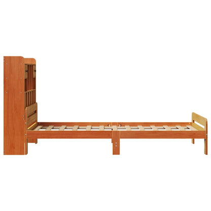 vidaXL Bookcase Bed without Mattress Wax Brown 75x190 cm Small Single Solid Wood Pine