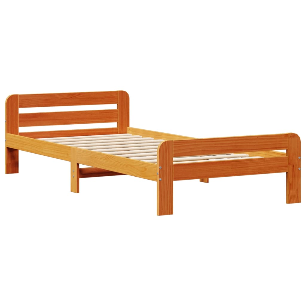 vidaXL Bookcase Bed without Mattress Wax Brown 75x190 cm Small Single Solid Wood Pine