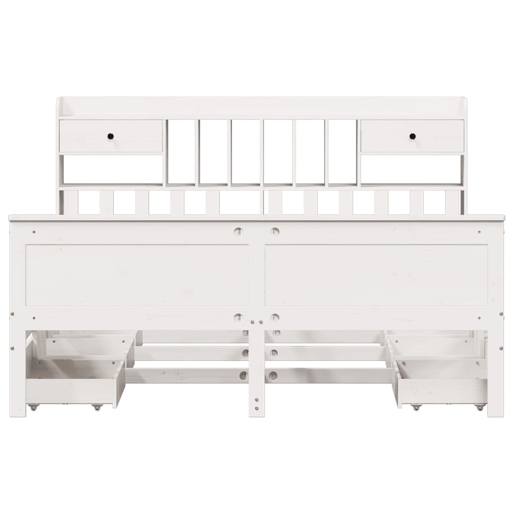 vidaXL Bookcase Bed without Mattress White 180x200 cm Super King Solid Wood Pine