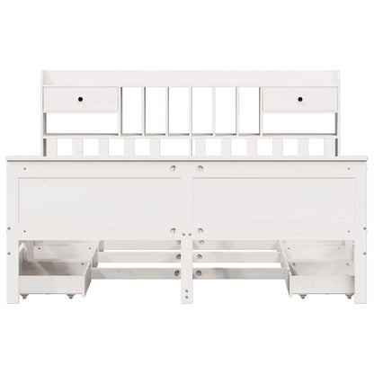 vidaXL Bookcase Bed without Mattress White 180x200 cm Super King Solid Wood Pine