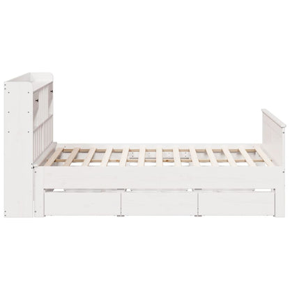 vidaXL Bookcase Bed without Mattress White 180x200 cm Super King Solid Wood Pine