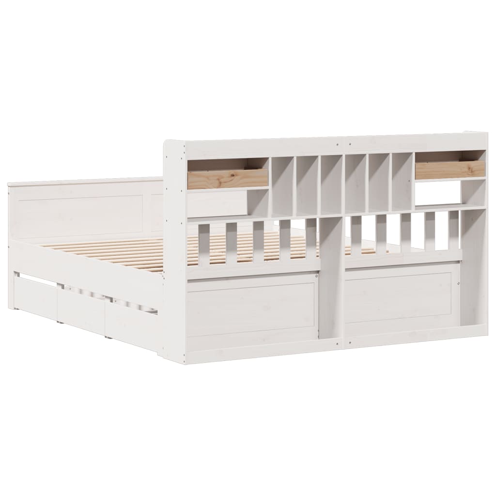 vidaXL Bookcase Bed without Mattress White 180x200 cm Super King Solid Wood Pine
