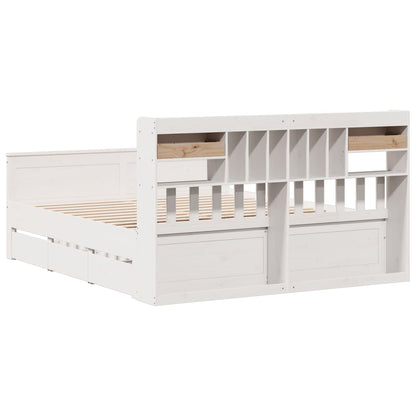 vidaXL Bookcase Bed without Mattress White 180x200 cm Super King Solid Wood Pine
