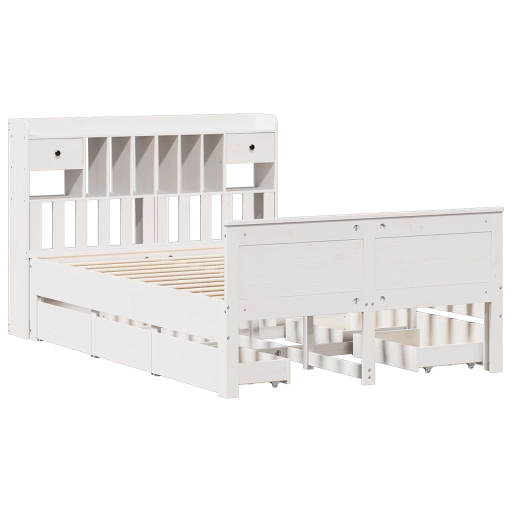 vidaXL Bookcase Bed without Mattress White 140x200 cm Solid Wood Pine