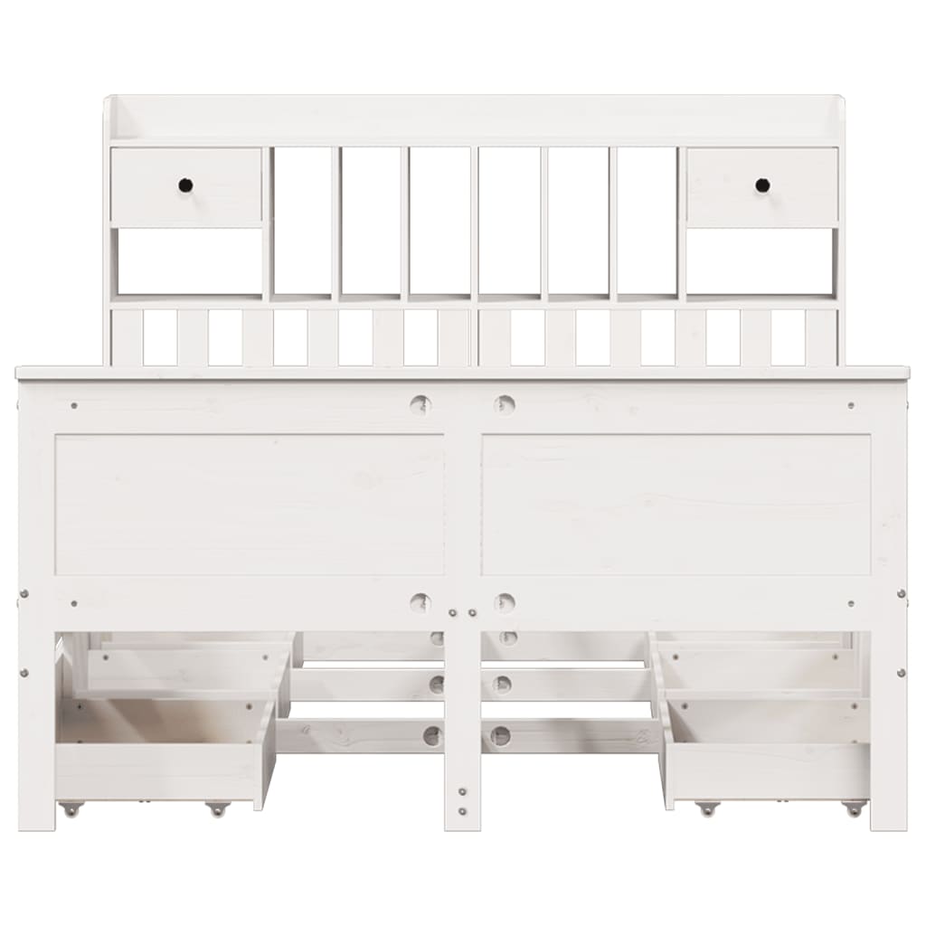 vidaXL Bookcase Bed without Mattress White 140x200 cm Solid Wood Pine
