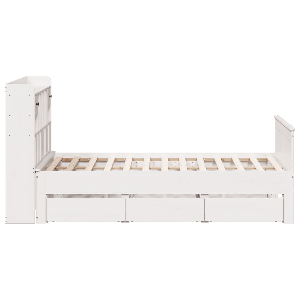 vidaXL Bookcase Bed without Mattress White 140x200 cm Solid Wood Pine