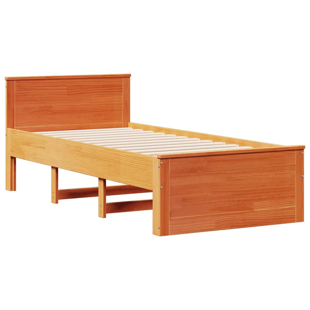 vidaXL Bookcase Bed without Mattress Wax Brown 100x200 cm Solid Wood Pine