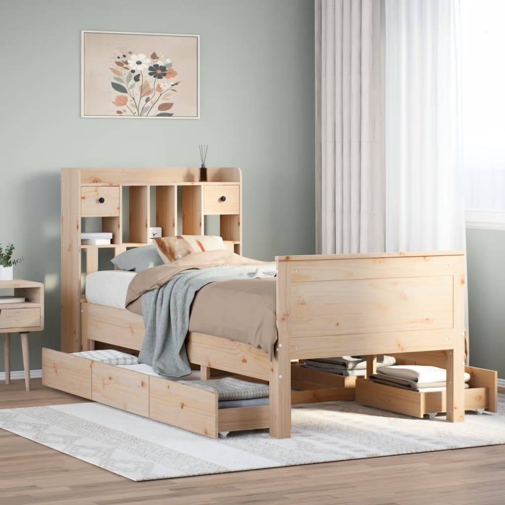 vidaXL Bookcase Bed without Mattress 90x200 cm Solid Wood Pine