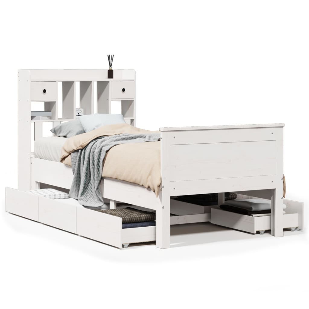 vidaXL Bookcase Bed without Mattress White 90x200 cm Solid Wood Pine