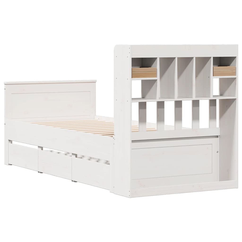 vidaXL Bookcase Bed without Mattress White 90x200 cm Solid Wood Pine