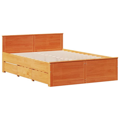 vidaXL Bookcase Bed without Mattress Wax Brown 140x190 cm Solid Wood Pine