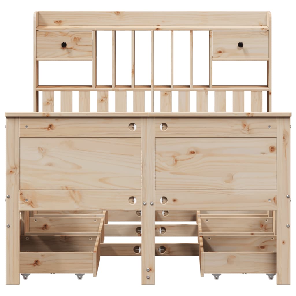 vidaXL Bookcase Bed without Mattress 135x190 cm Double Solid Wood Pine