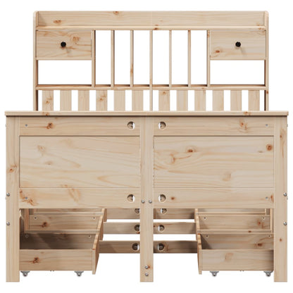 vidaXL Bookcase Bed without Mattress 135x190 cm Double Solid Wood Pine