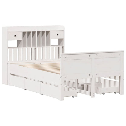 vidaXL Bookcase Bed without Mattress White 135x190 cm Double Solid Wood Pine