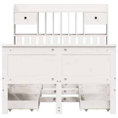 vidaXL Bookcase Bed without Mattress White 135x190 cm Double Solid Wood Pine