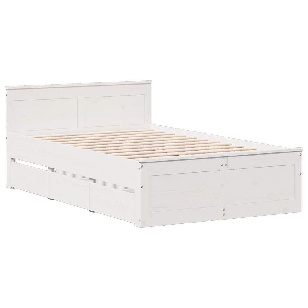 vidaXL Bookcase Bed without Mattress White 135x190 cm Double Solid Wood Pine
