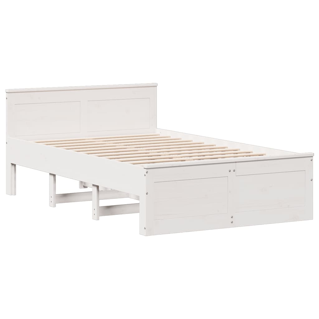 vidaXL Bookcase Bed without Mattress White 135x190 cm Double Solid Wood Pine