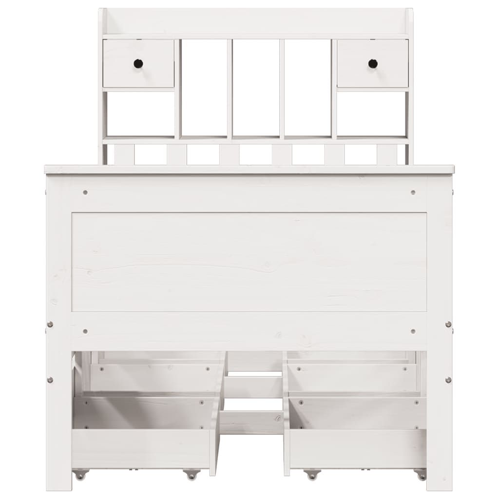 vidaXL Bookcase Bed without Mattress White 90x190 cm Single Solid Wood Pine