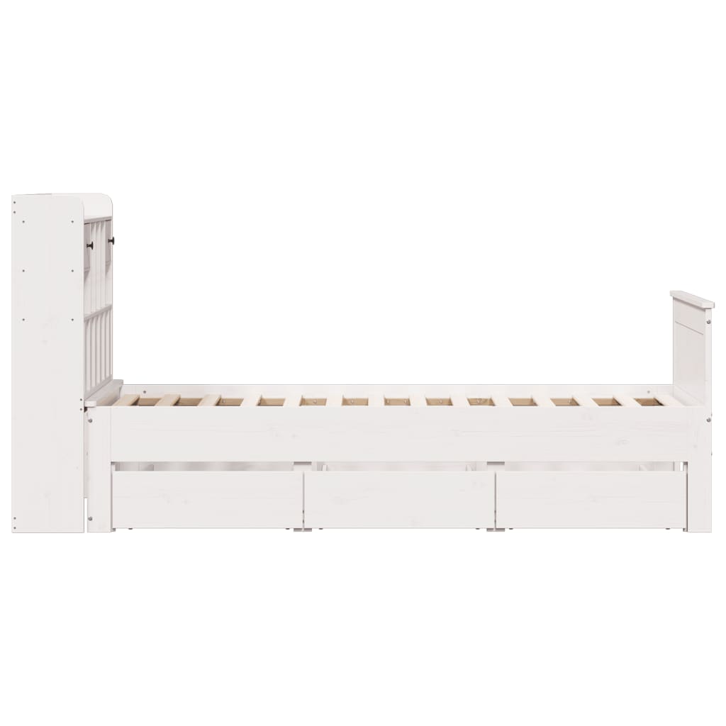 vidaXL Bookcase Bed without Mattress White 90x190 cm Single Solid Wood Pine