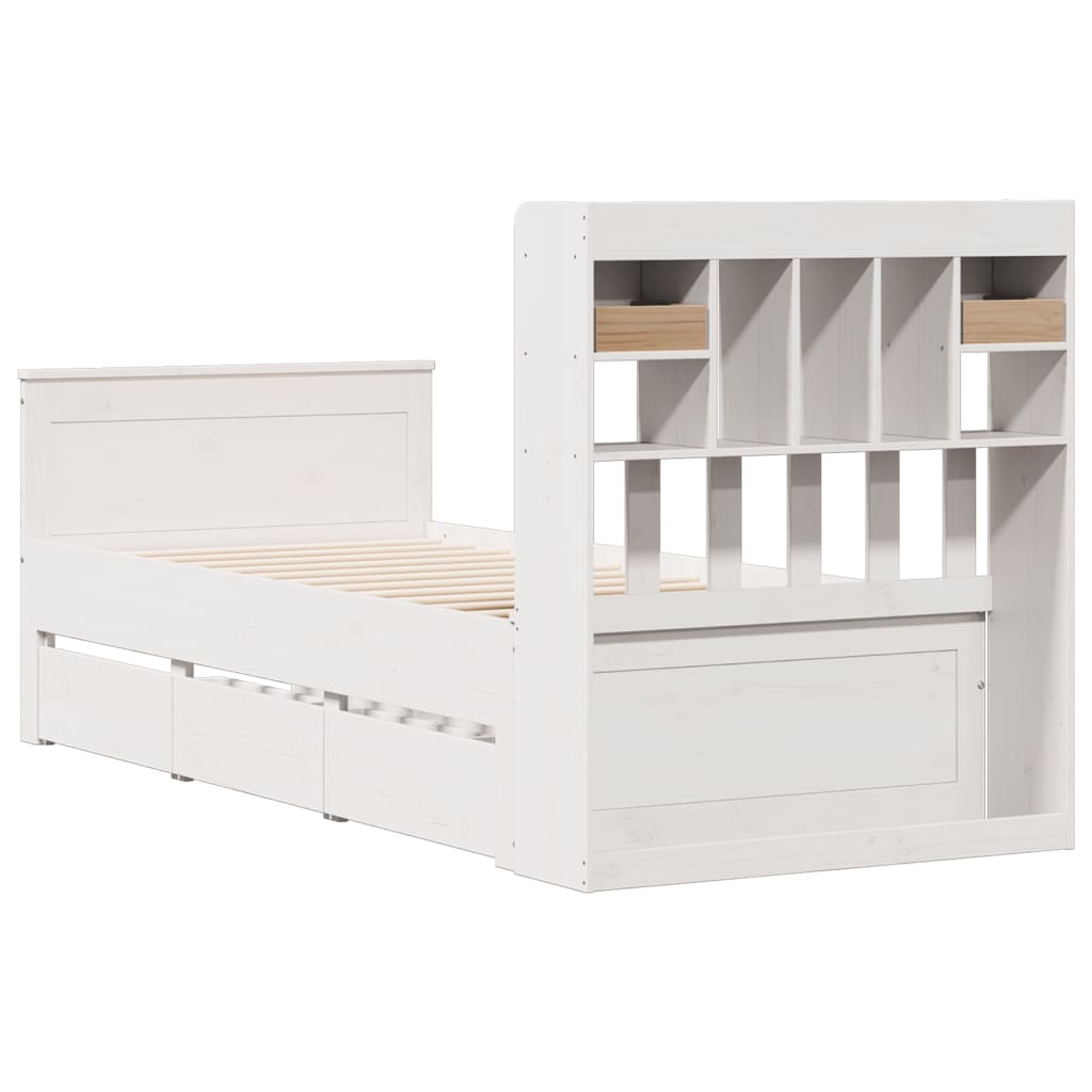 vidaXL Bookcase Bed without Mattress White 90x190 cm Single Solid Wood Pine