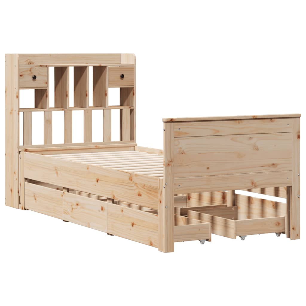 vidaXL Bookcase Bed without Mattress 75x190 cm Small Single Solid Wood Pine