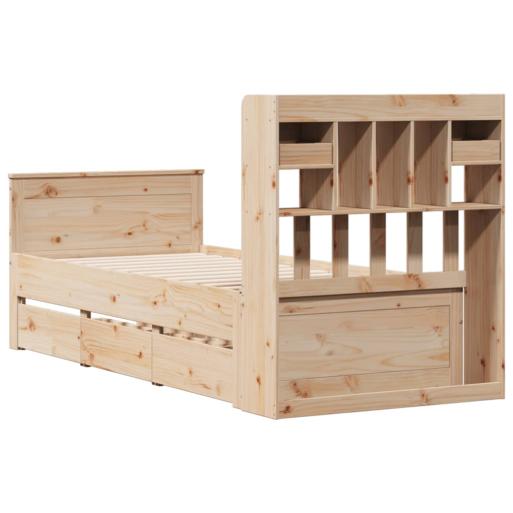 vidaXL Bookcase Bed without Mattress 75x190 cm Small Single Solid Wood Pine
