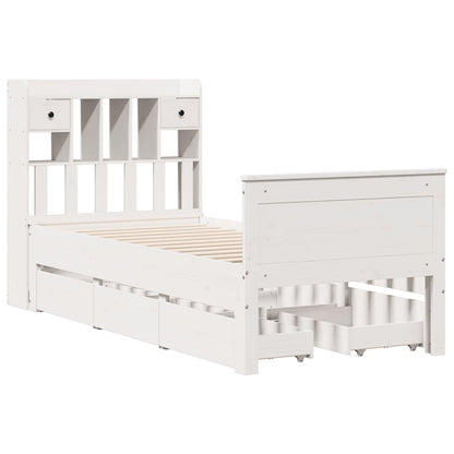 vidaXL Bookcase Bed without Mattress White 75x190 cm Small Single Solid Wood Pine