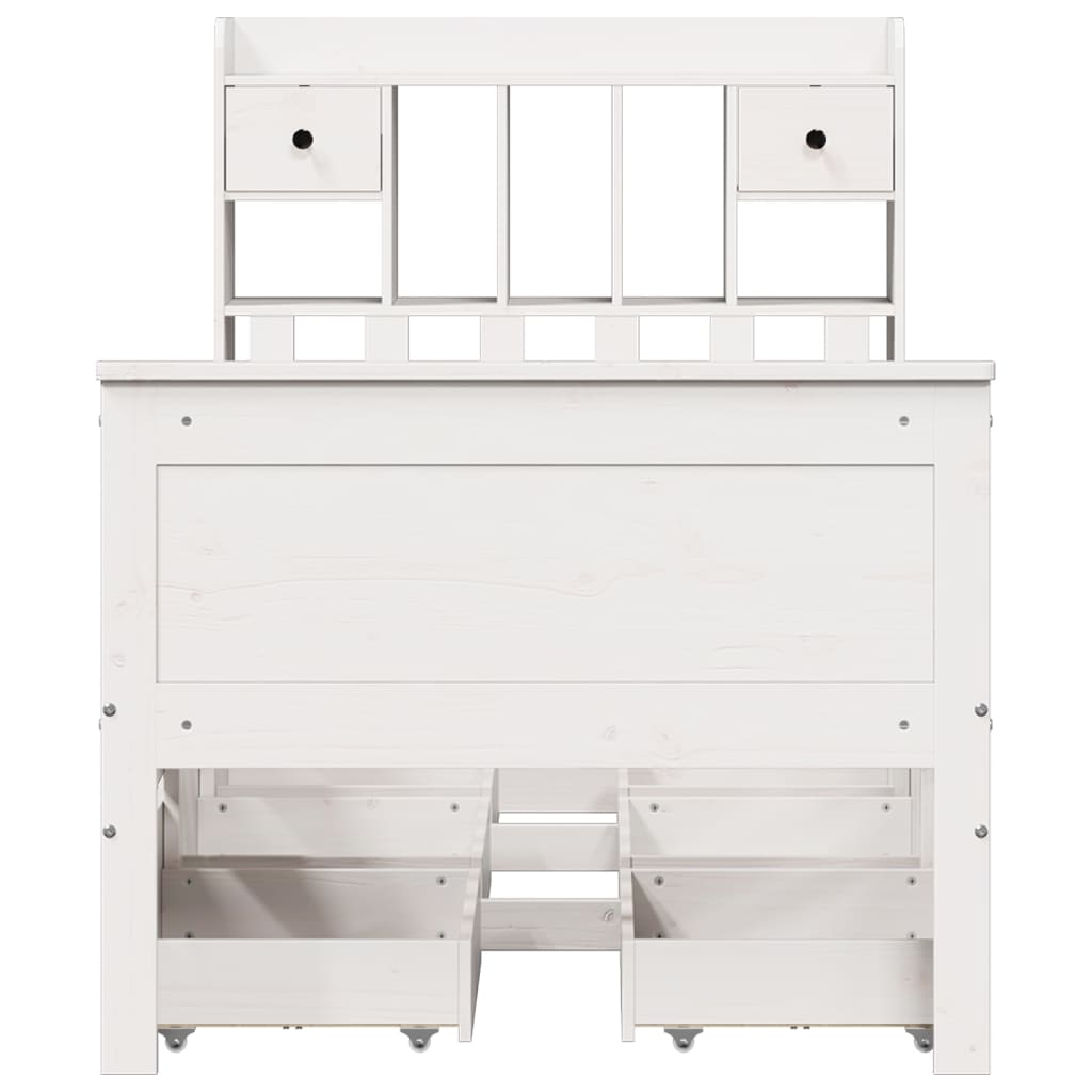 vidaXL Bookcase Bed without Mattress White 75x190 cm Small Single Solid Wood Pine