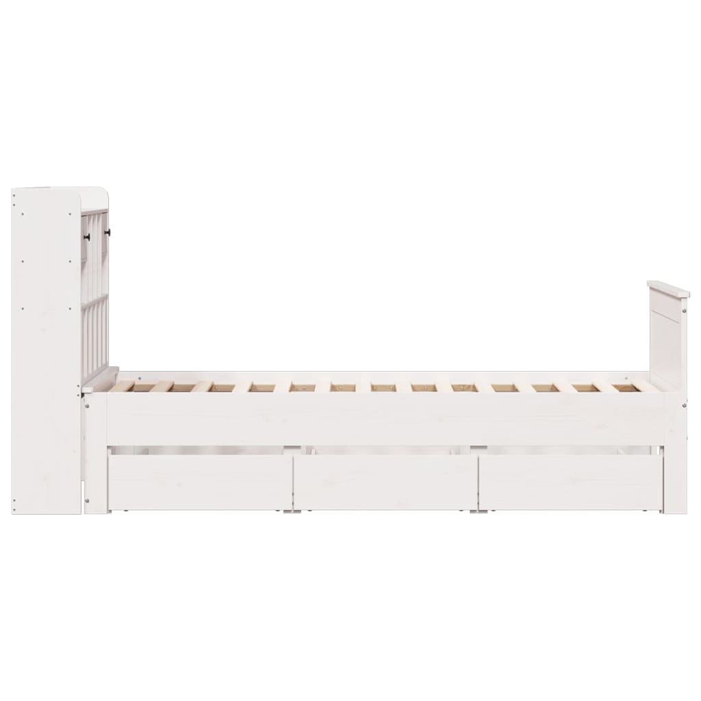 vidaXL Bookcase Bed without Mattress White 75x190 cm Small Single Solid Wood Pine