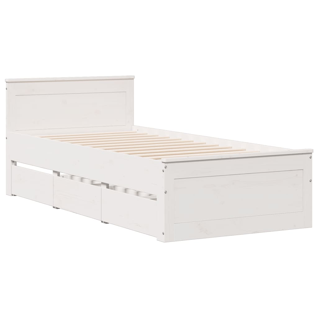 vidaXL Bookcase Bed without Mattress White 75x190 cm Small Single Solid Wood Pine