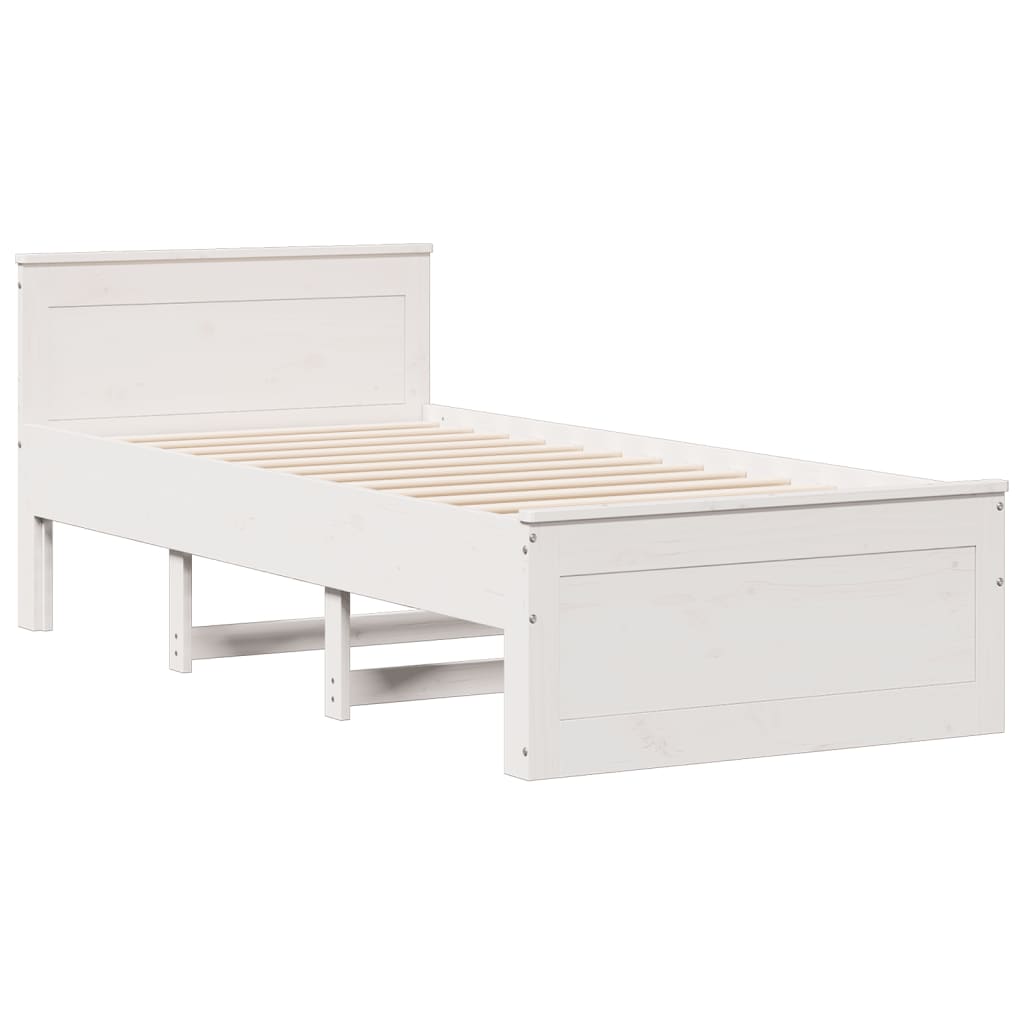 vidaXL Bookcase Bed without Mattress White 75x190 cm Small Single Solid Wood Pine
