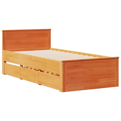 vidaXL Bookcase Bed without Mattress Wax Brown 75x190 cm Small Single Solid Wood Pine
