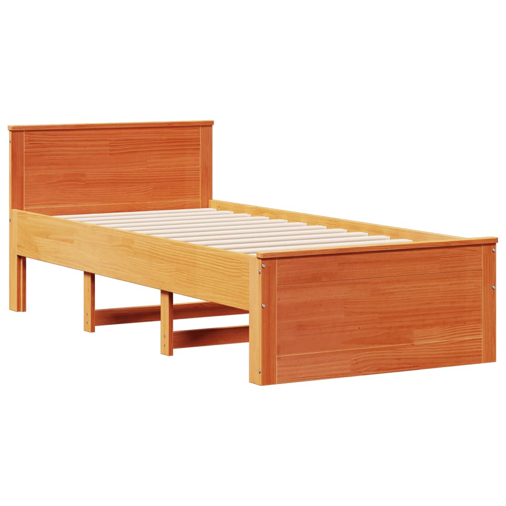 vidaXL Bookcase Bed without Mattress Wax Brown 75x190 cm Small Single Solid Wood Pine