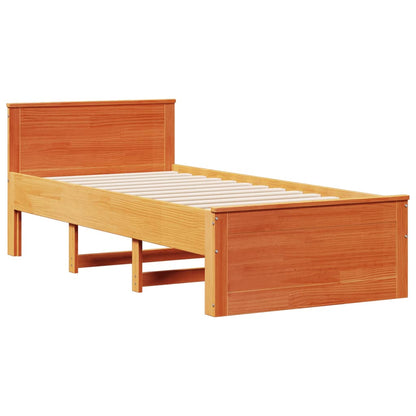 vidaXL Bookcase Bed without Mattress Wax Brown 75x190 cm Small Single Solid Wood Pine