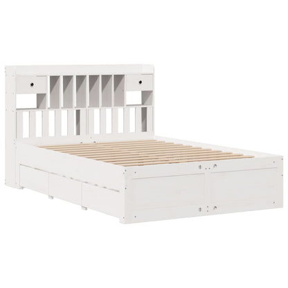 vidaXL Bookcase Bed without Mattress White 150x200 cm King Size Solid Wood Pine