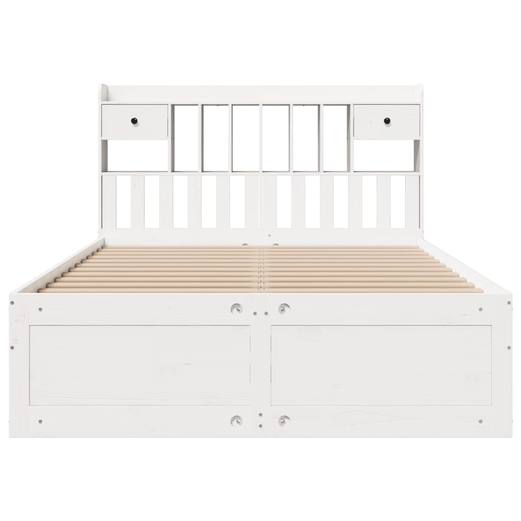 vidaXL Bookcase Bed without Mattress White 150x200 cm King Size Solid Wood Pine